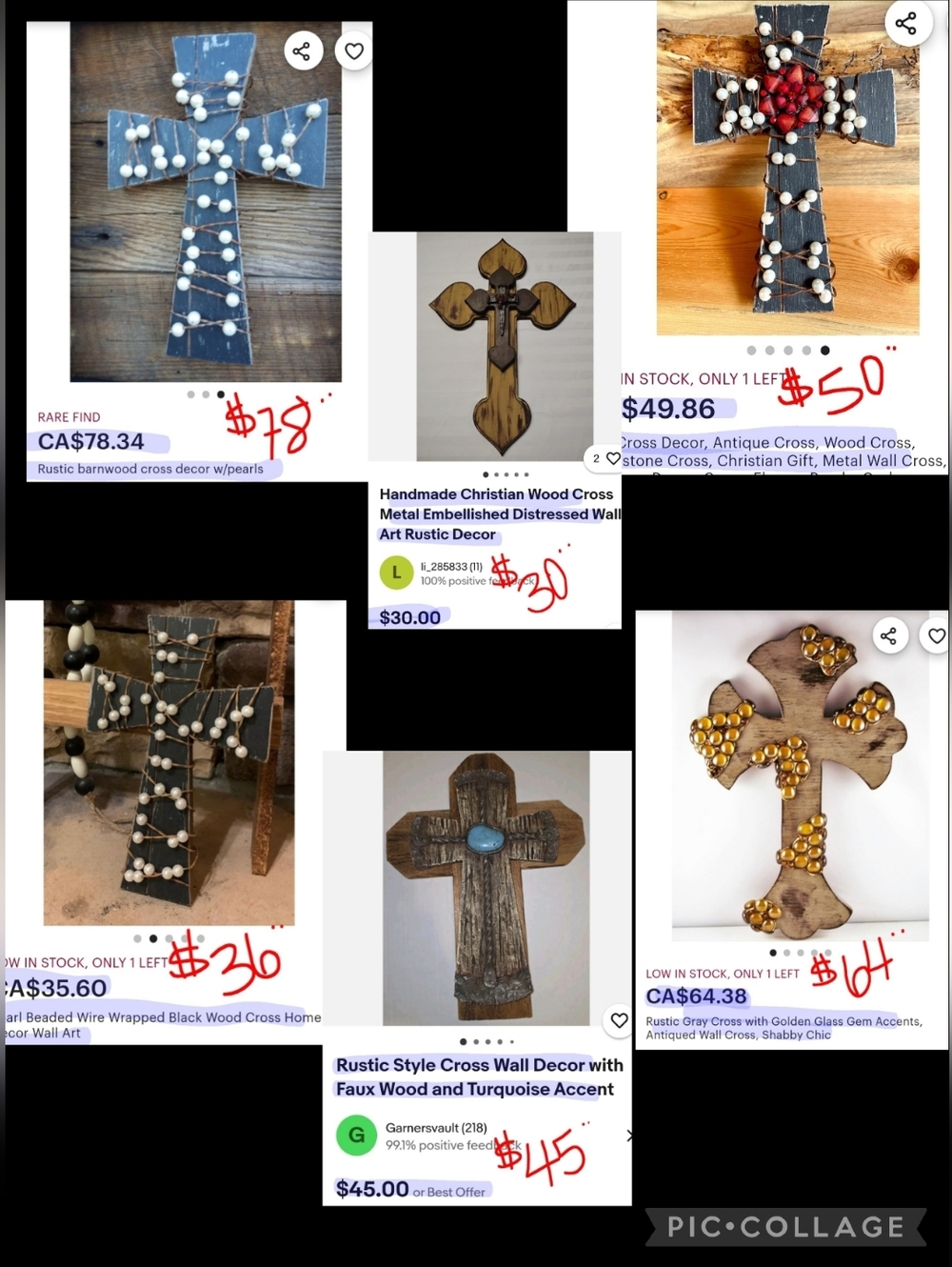 Beaded Rustic White Wooden Cross Wall Hanging - Picture 8 of 8